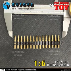 ZY8031C 구경 금속 기계 총알 체인 피규어 장난감 액세서리, 1/6 체중계, 12.7mm, 12 인치 액션 피규어 모델 장난감, 15 개/세트