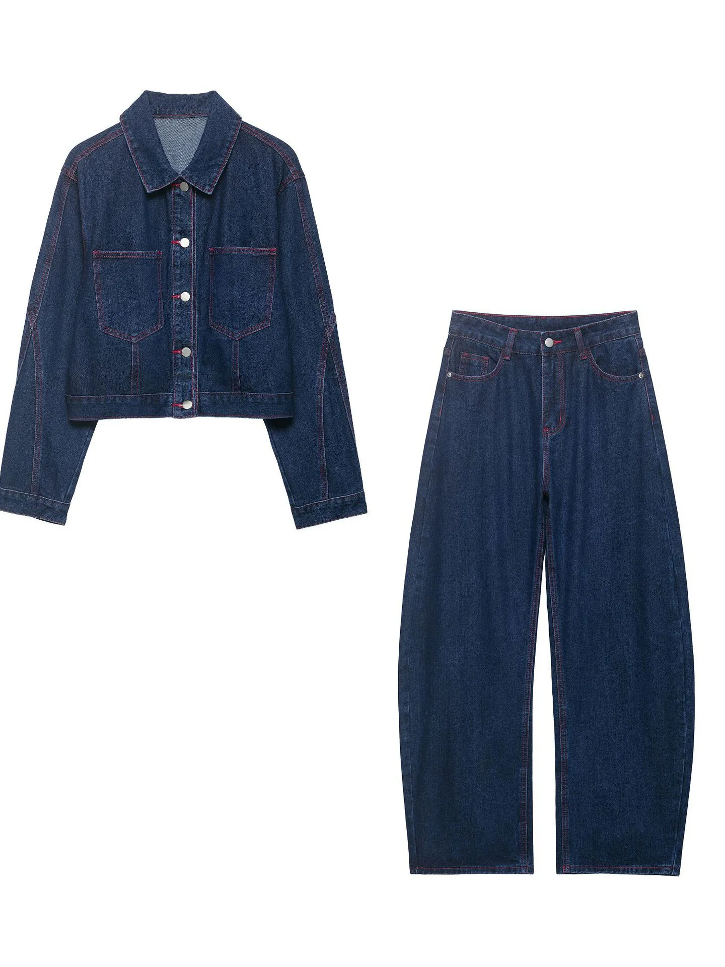 

Withered Love Short Denim Jacket Denim Curved Pants Set Woman Clothes Pant Sets New Two Piece Set Women's Suit Ropa Mujer