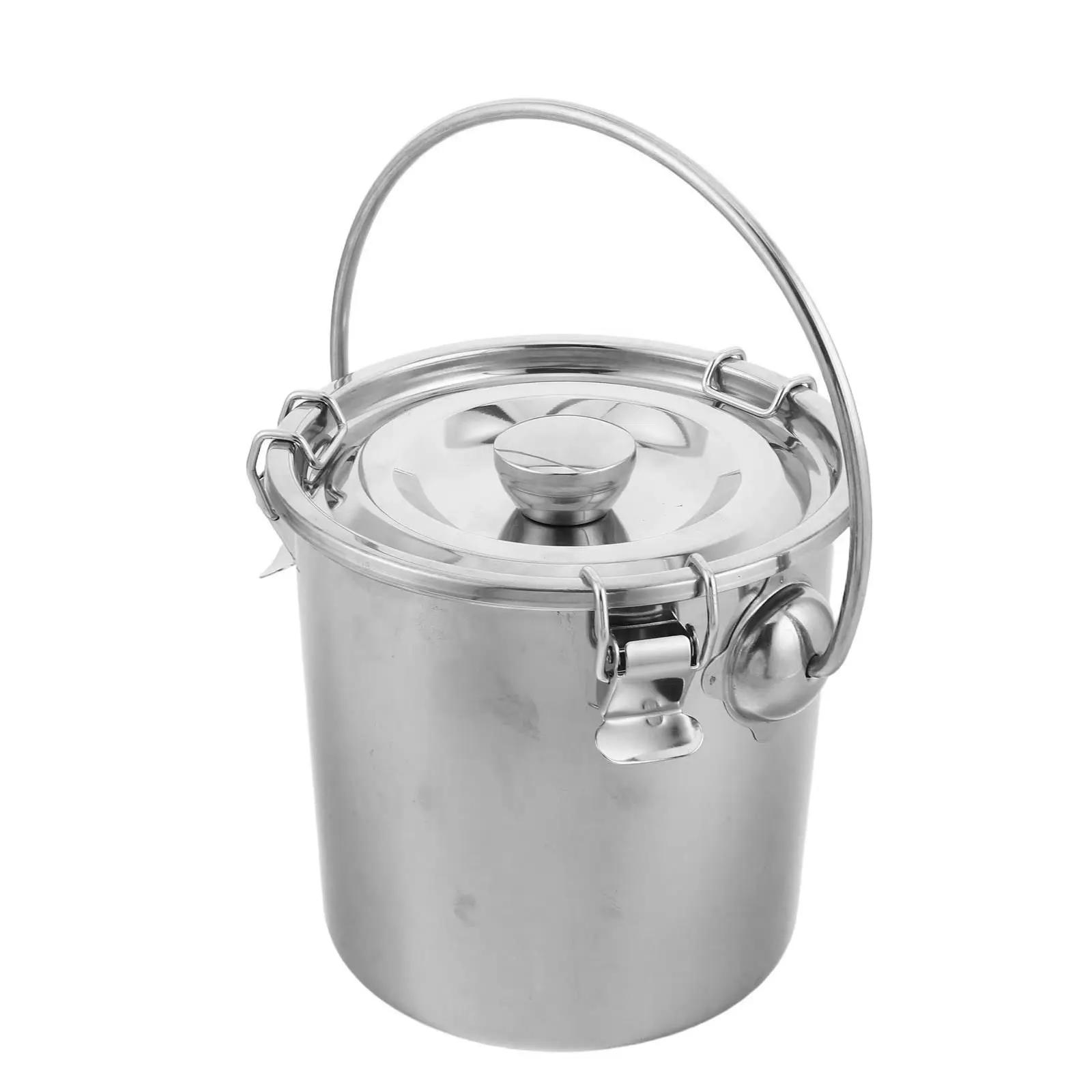 

Stainless Steel Pail Airtight Sealed Bucket 3L Metal Container for Milk Food Storage Kitchen Use Handle Buckle