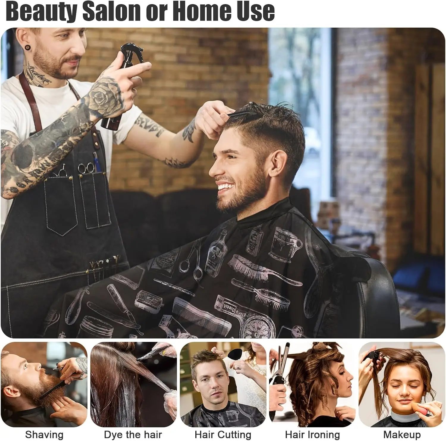 Friseurumhang mit Nackenbürste, Haarbürsten, Haarklammern-Set, professionelles Friseurzubehör, Reinigungsmittel für den Salon – Detail 6
