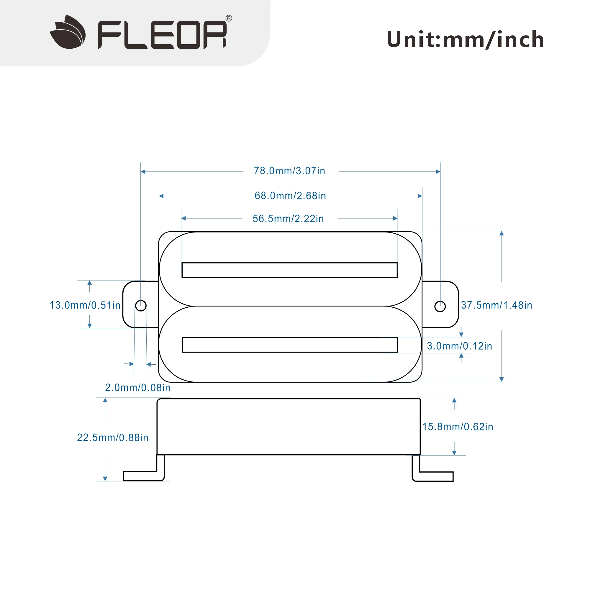 FLEOR Black Hot Dual Rails Humbucker Pickup Elektrische Gitarre Brücke Pickup High Output Keramik Magnet Gitarre Teile – Detail 2