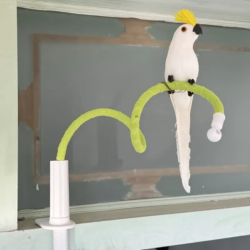 1 Set Flexibler Vogelsitzstangen-Clip-On-Tischständer für Papageien, Wellensittiche, Nymphensittiche – Biegbares Seil-Trainings- und Spielgestell mit rutschfesten Zubehörteilen – Detail 6