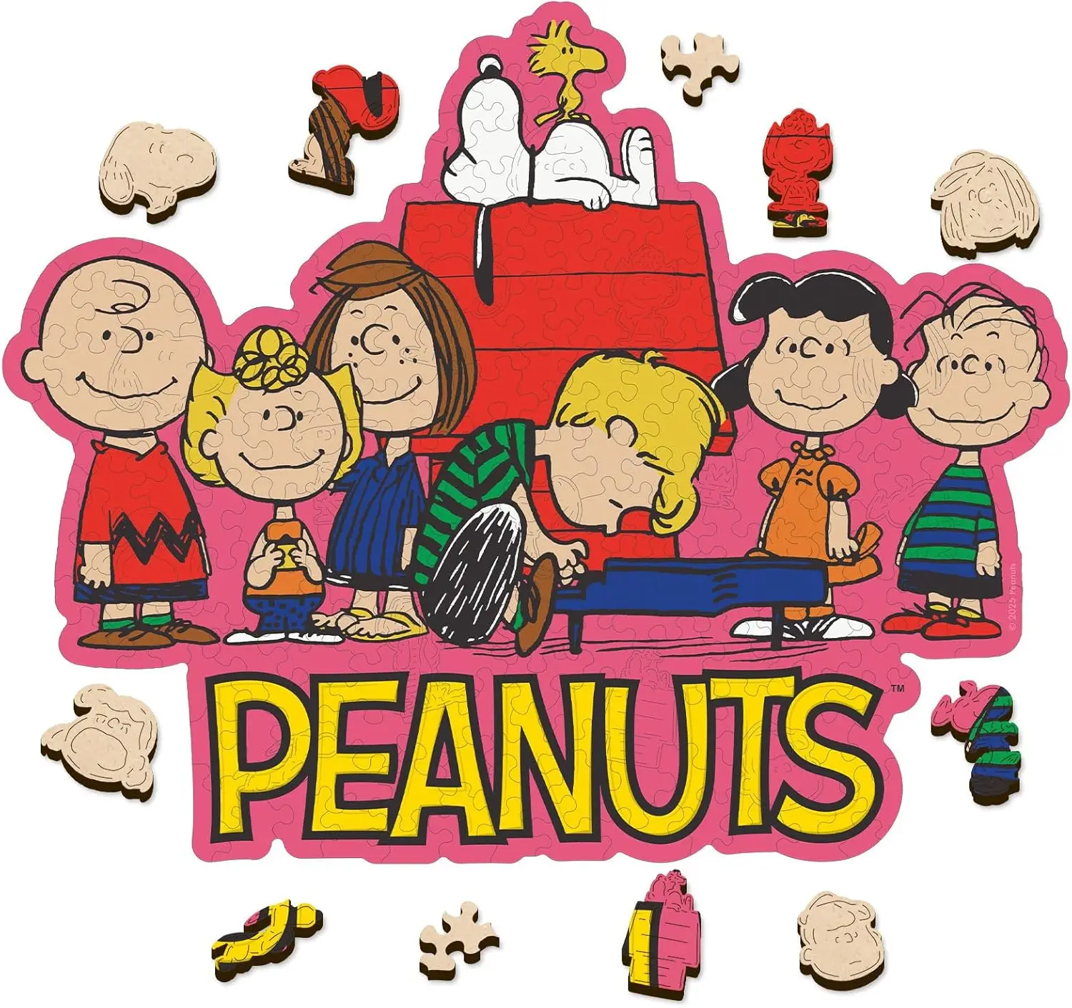 

Деревянные пазлы с Снупи и Чарли Брауном для взрослых, 200 элементов, уникальной формы, официально лицензированный подарок