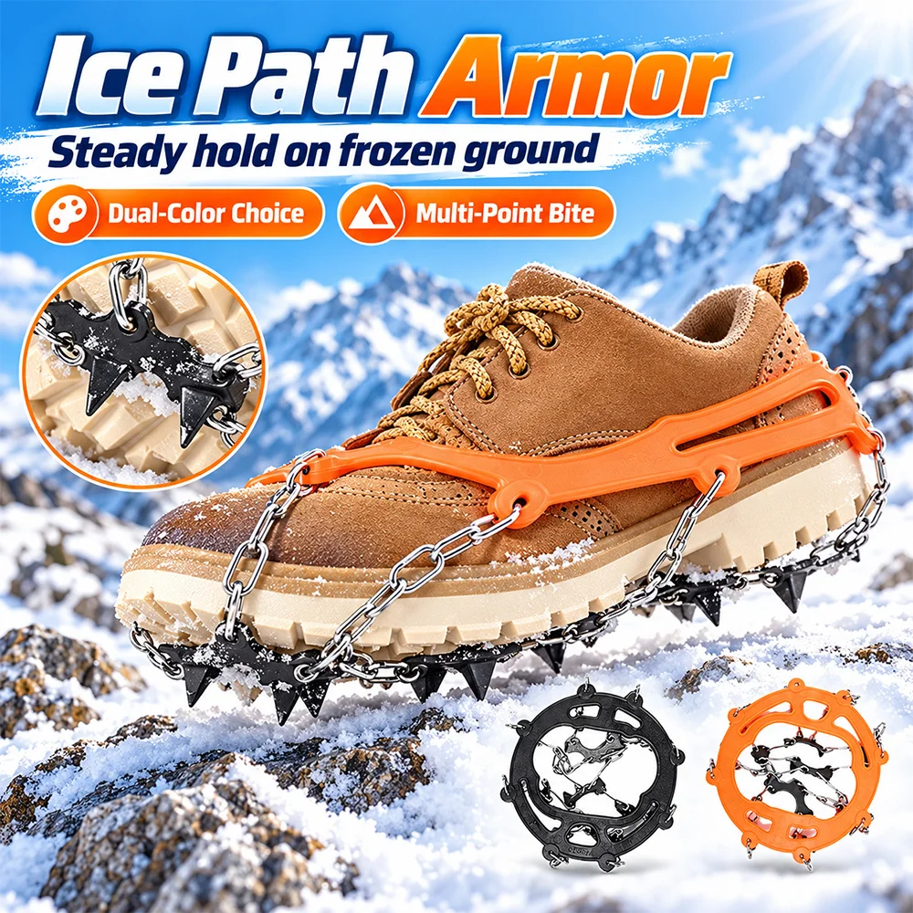 Hiking Climbing Crampons 8 Teeth Ice Snow Grippers Anti Slip Boots Cover Chain Cleats Winter Outdoor Walking Protection