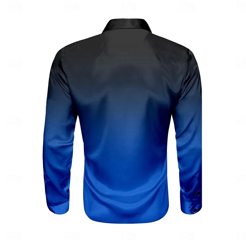 Prom shirt gradient fashion casual blue purple red high quality comfortable soft high quality men\'s tops 2024 new plus size