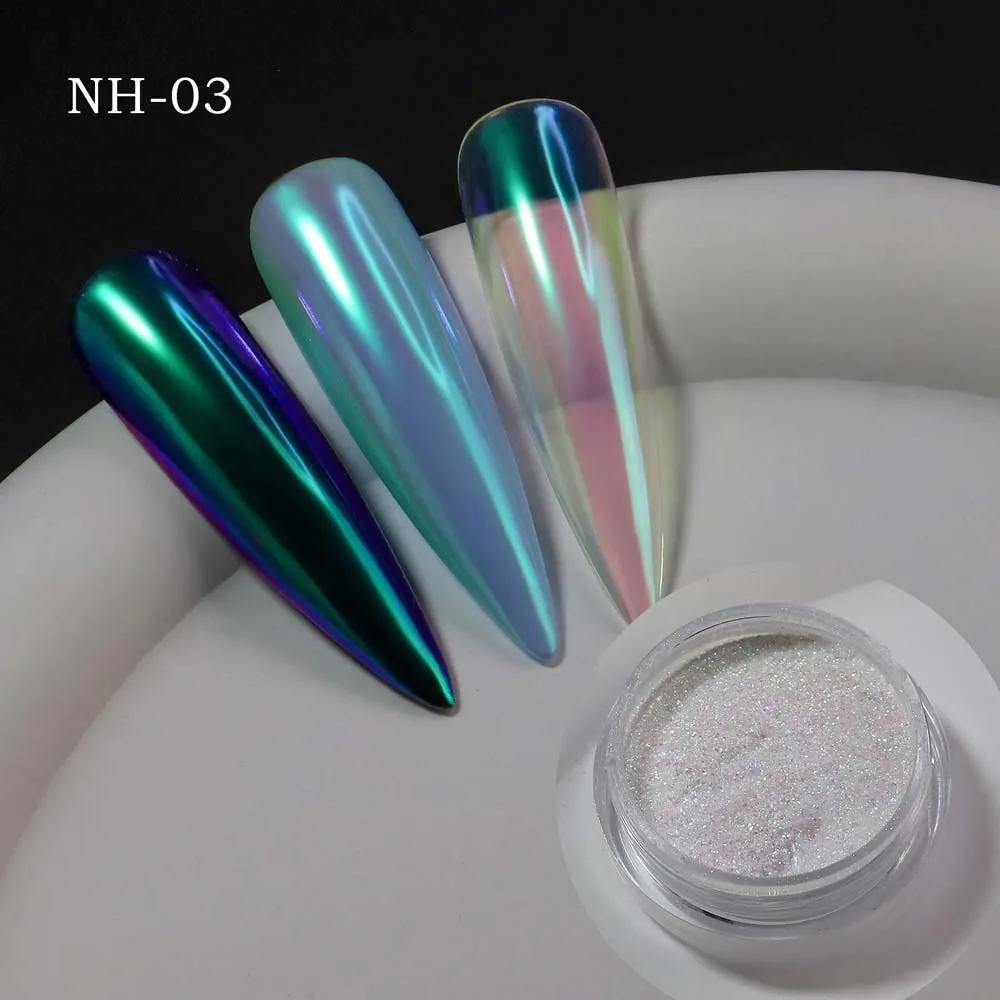 Esmalte holográfico brillante para decoración de uñas, purpurina de neón, pigmento de polvo, polvo de sirena de espejo