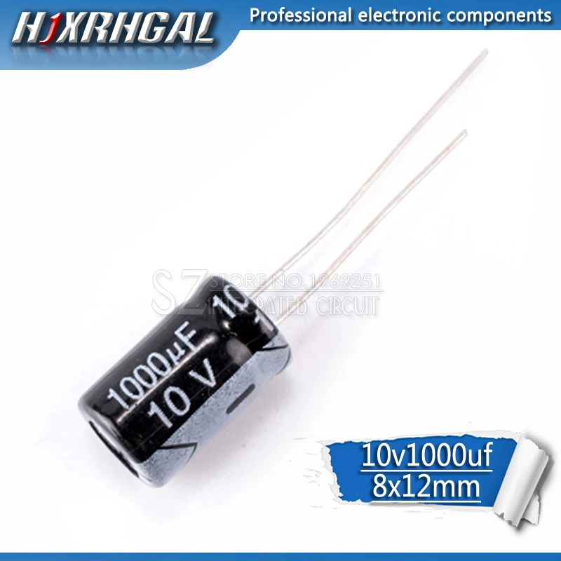 20PCS Higt quality 10V1000UF 8*12mm 1000UF 10V 8*12 Electrolytic capacitor hjxrhgal