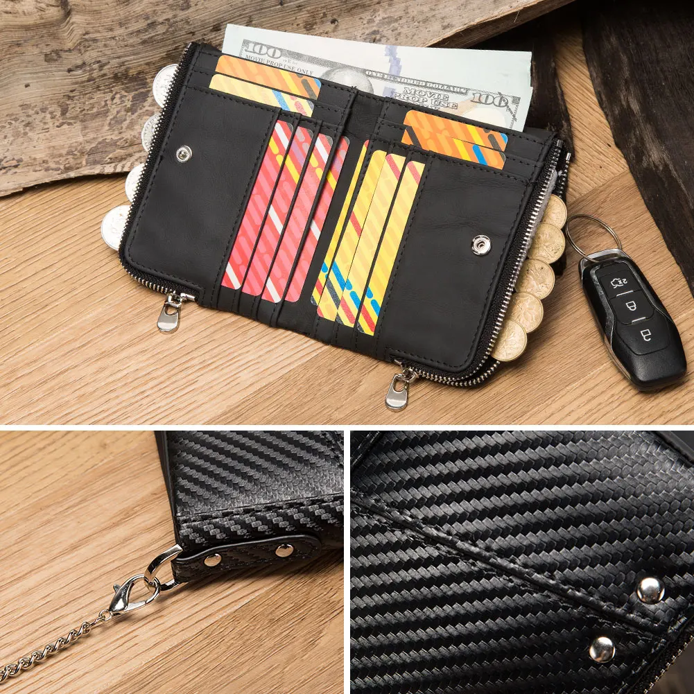 KAVIS 여성용 정품 가죽 지갑 RFID 차단 짧은 동전 지갑 및 카드 소지자 패션 남성용 돈 가방 Portomonee