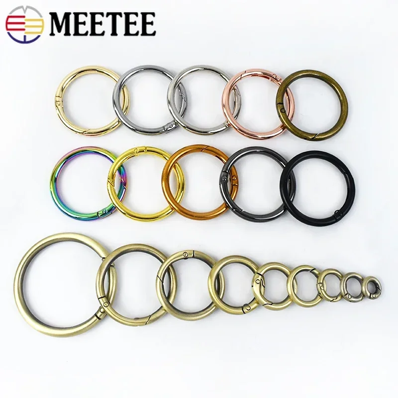 10Pcs 7-50mm O Ring Carabiner Clips Metal Buckle for Spring Keyring Round Openable Snap Rings Pendant Dog Chain Connect Hook