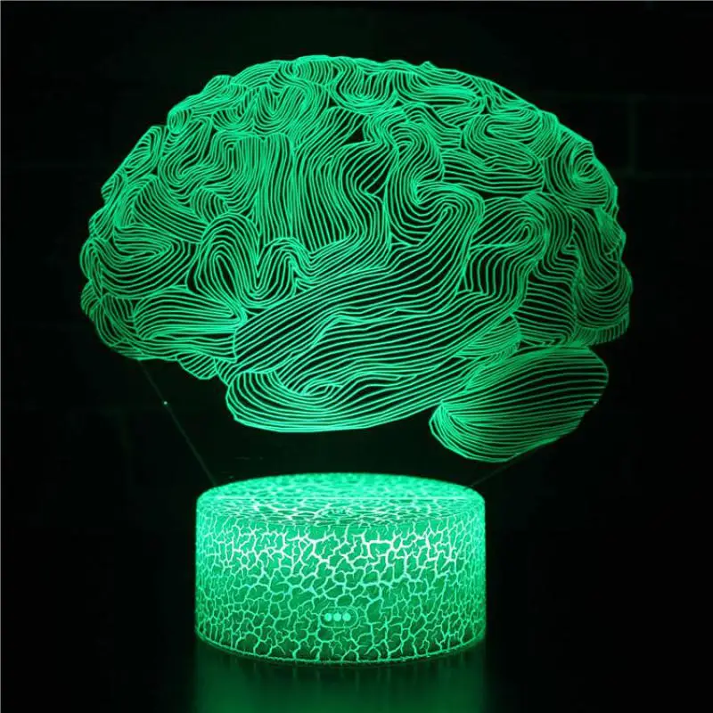 Brain 7 Color Change Led 3d Desk Lamp Remote Touch Switch Victory Sign Table Lamps For Children's Room Decoration 3d Night Light