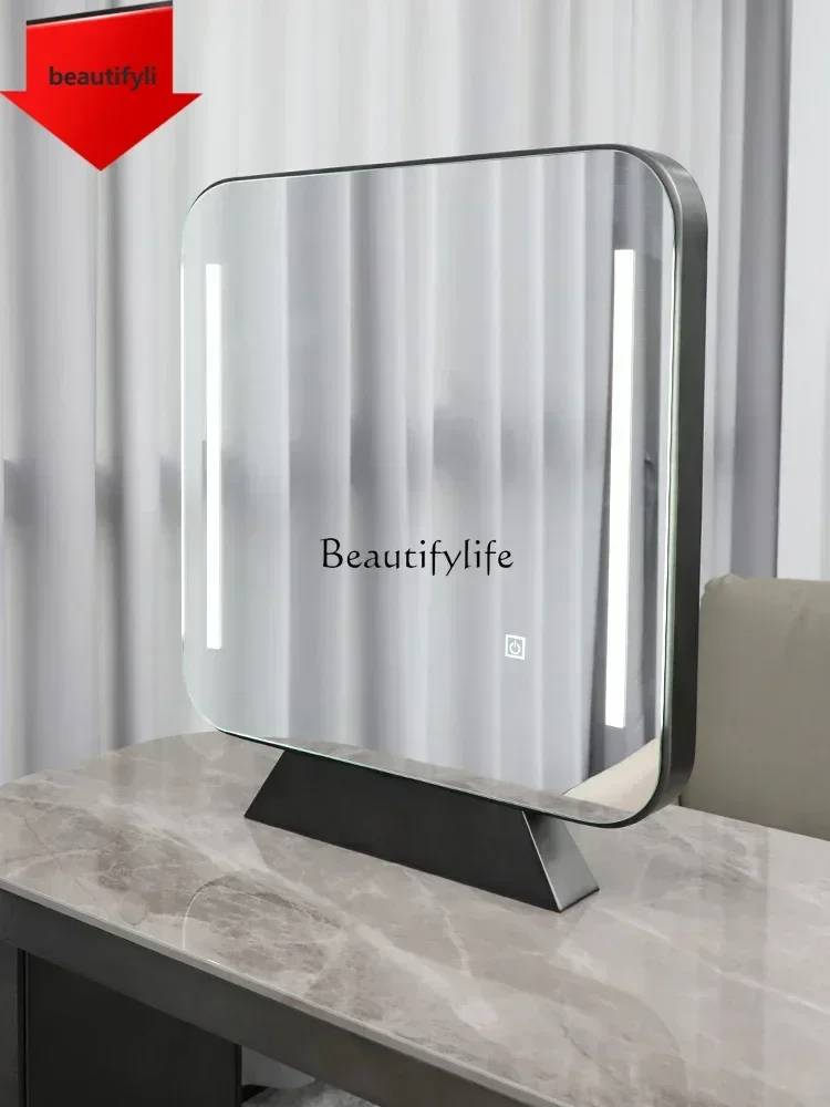 Q181 L6 lt Barber Shop Dressing Table Stainless Steel Hair Salon Simple Hairdressing Mirror with Light