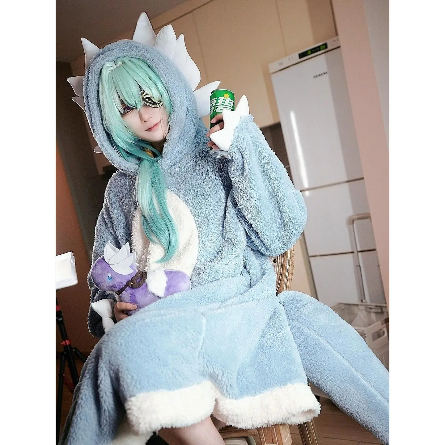 Cute Earth Beast Nightgown For Women Coral Fleece Autumn Winter Pajamas Cartoon Homewear Set Honkai Star Rail COS