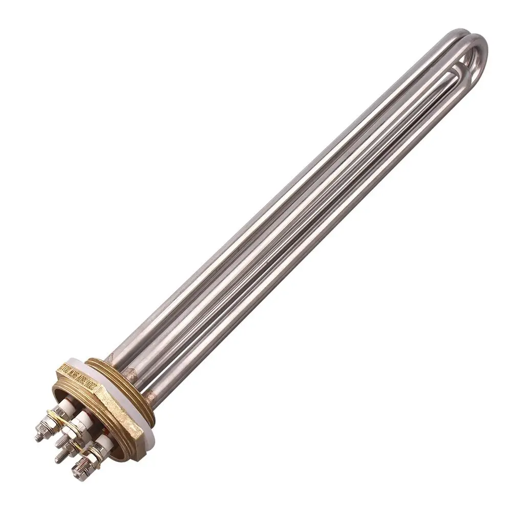 220V/380V Water Boiler Heater Parts Electric Immersion Heating Element DN32 Thread 42mm 3/4.5/6/9/12KW SUS304