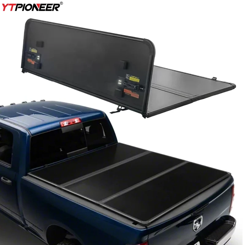 

6.5 Foot Back Trunk Lid Cover Hard Tri Folding Truck Bed Tonneau Cover For 2015 2016 2017 Dodge Ram 1500 2500