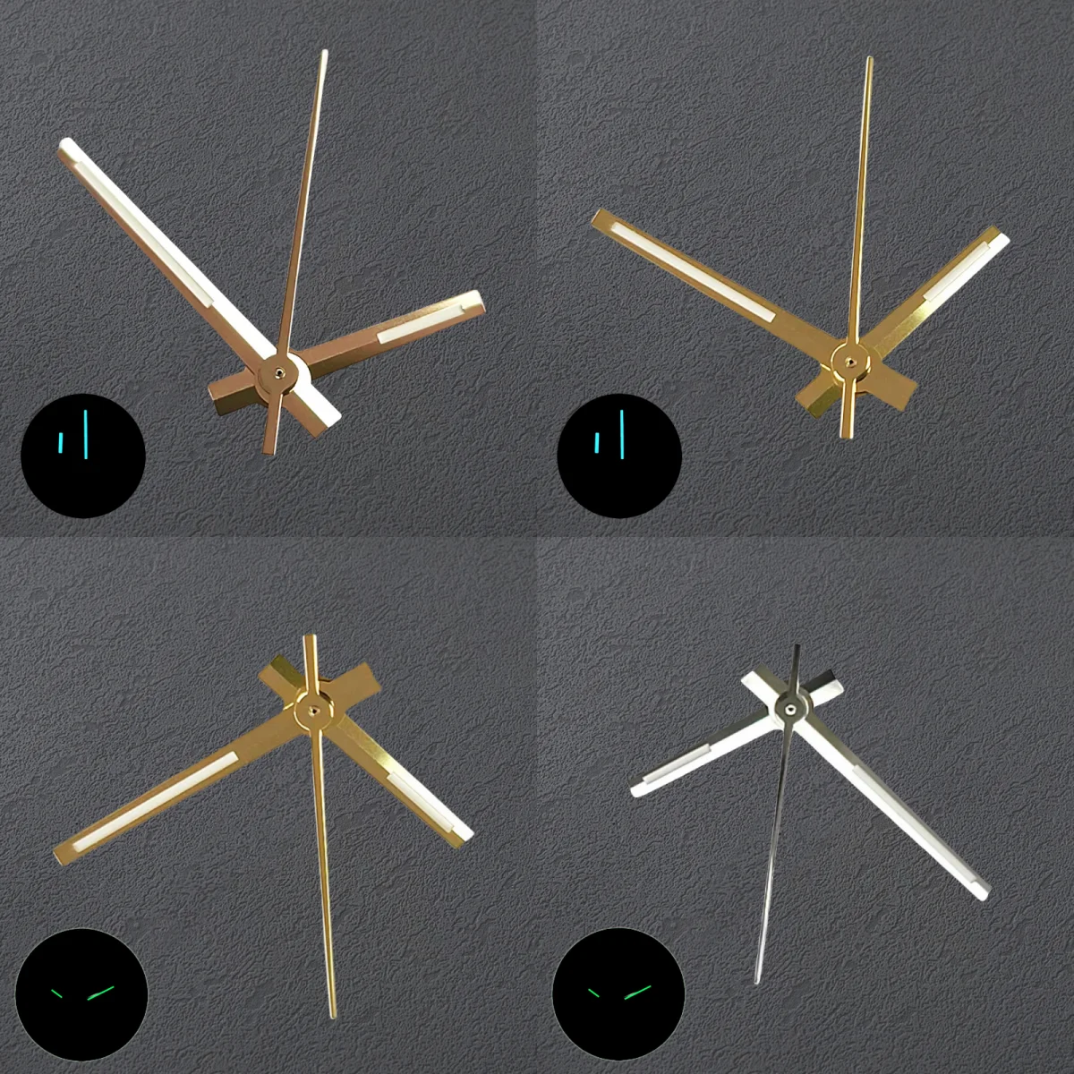 8-12-12.5mm Gold Watch Hands Blue Green Luminous Watch Pointers for Oyster Style DateJust NH35/NH36/4R/7S Movement Accessories