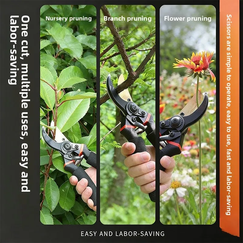 SK5 Stainless Steel Labor-saving Garden Pruner Non-slip Sponge Handle Beak Shears Thick Fruit Tree Branches Trimming