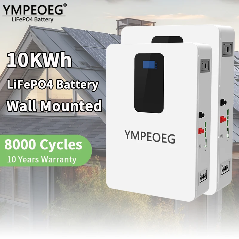 10KWh Brand New Grade A LiFePO4 Battery Pack 48V50Ah/100Ah/200Ah 100% Full Capacity 8000 Cycles Built-in BMS  Wall Mounted