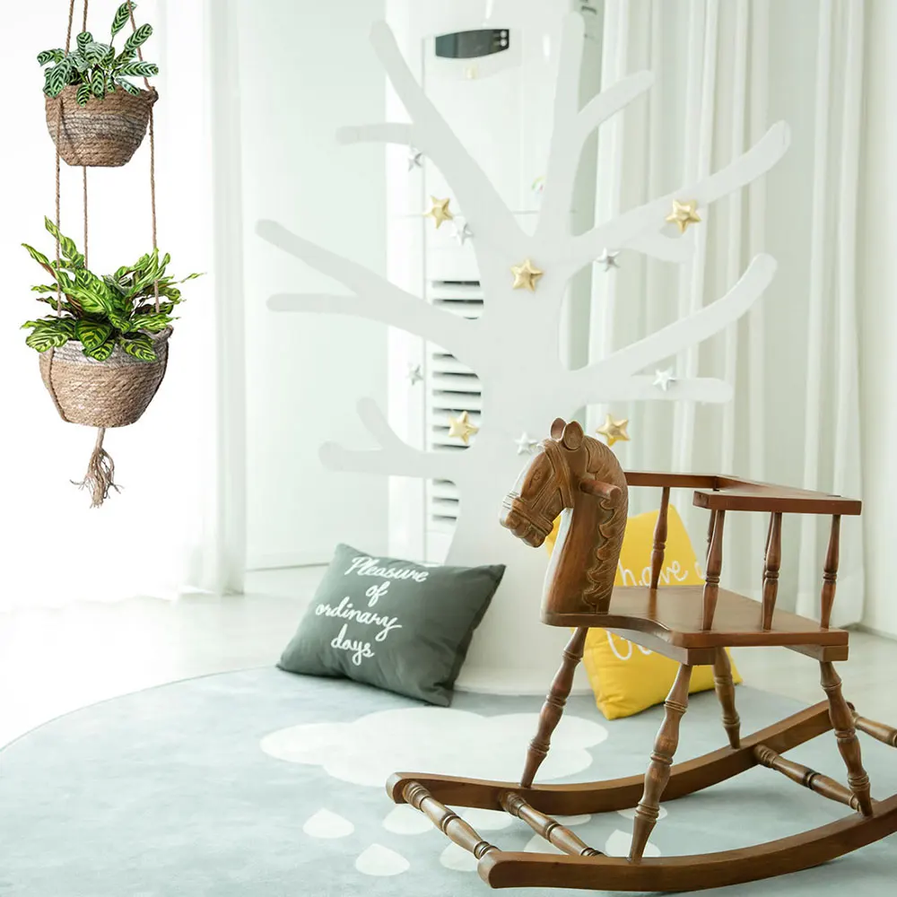 

C2 Outdoor Hanging Flower Pots Natural Seaweed Baskets Houseplant Flower Pots Flower Basket Knitting Gardening Flower Pots