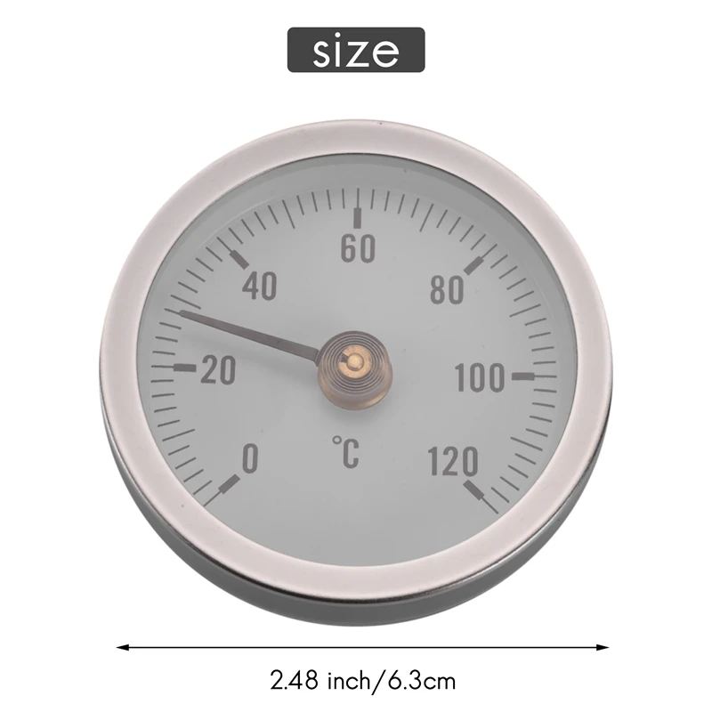 FULL-Ts-W50A Thermometer Heißwasserrohrthermometer Bimetall Edelstahl Oberfläche Rohr Clip-On Temperaturanzeige