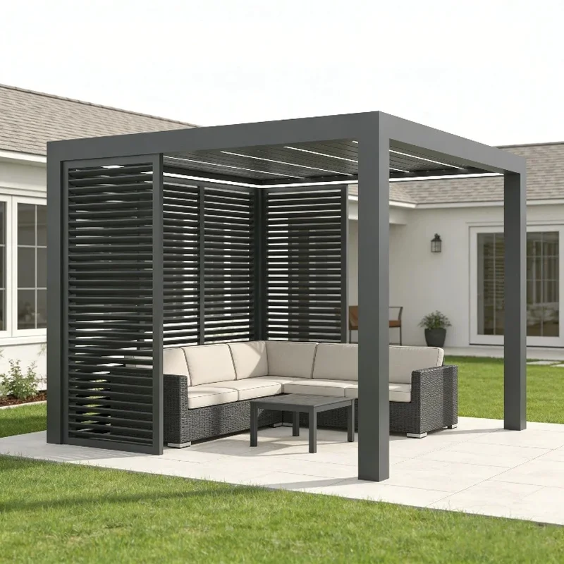 Luxury Waterproof Motorized Aluminium OEM Customizable Size Garden Pergola Outdoor