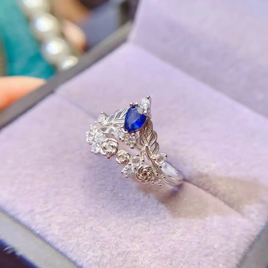 

Кольцо-корона из серебра 925 пробы с натуральным сапфиром, 4 мм * 5 мм, ювелирные изделия с сапфиром королевского синего цвета с покрытием из золота 18 карат