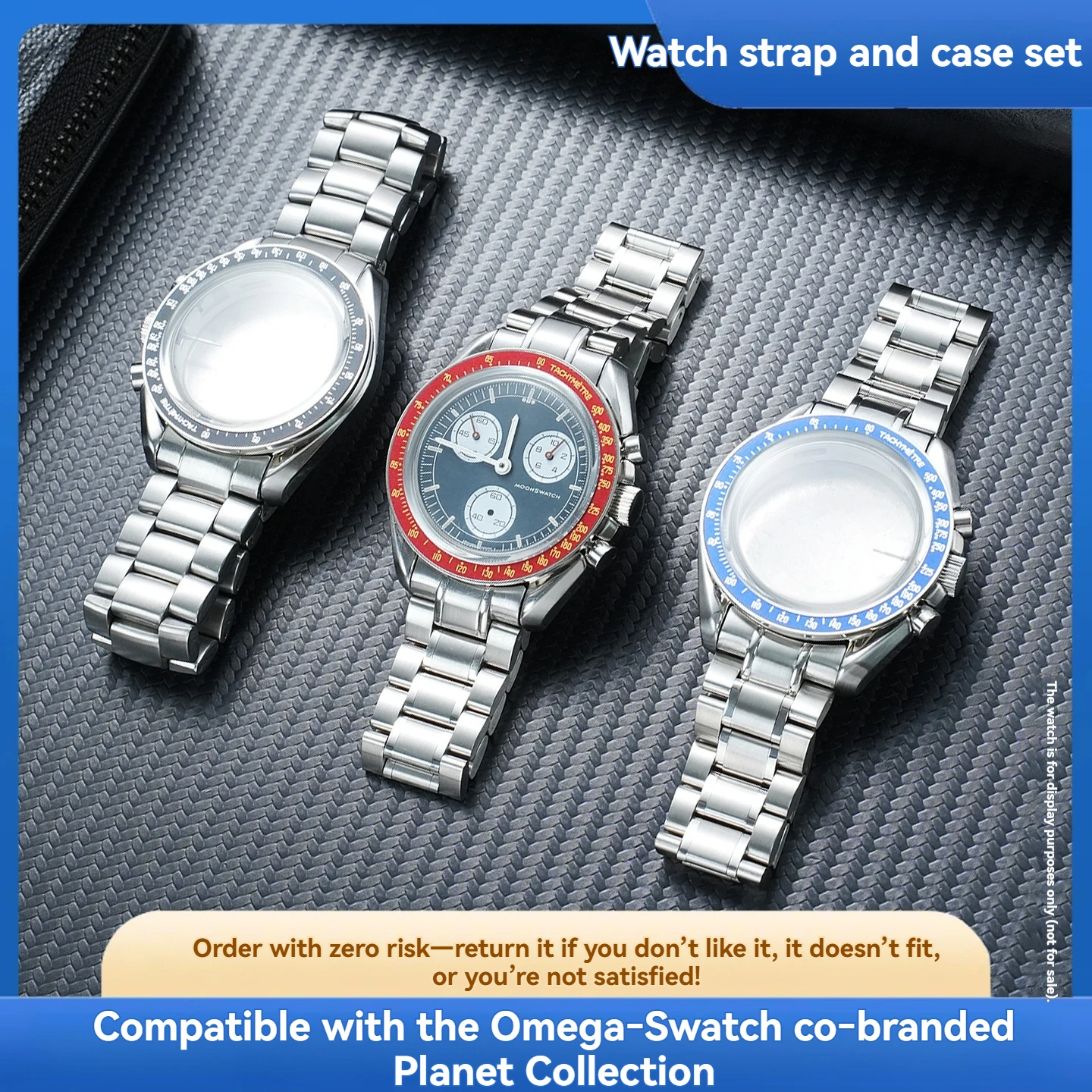 For the Omega x Swatch Planet Series Customization Kit: Complete Upgrade Kit for Curved Stainless Steel Bracelet and Case