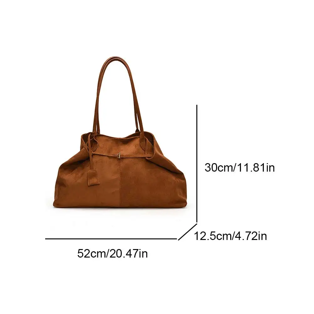 

Women Suede Shoulder Bag Solid Color Handbag Large Capacity Trendy Satchel Bag for Work Travel Shopping