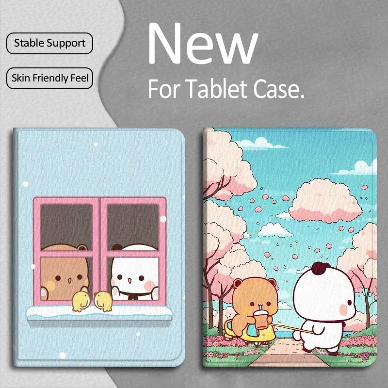 

Cute Bear Cherry Blossom For Apple iPad Pro Air 13 2 7th 6th 2025 M2 M3 M4 M512.9 13 inch Foldable Tablet Case Gift