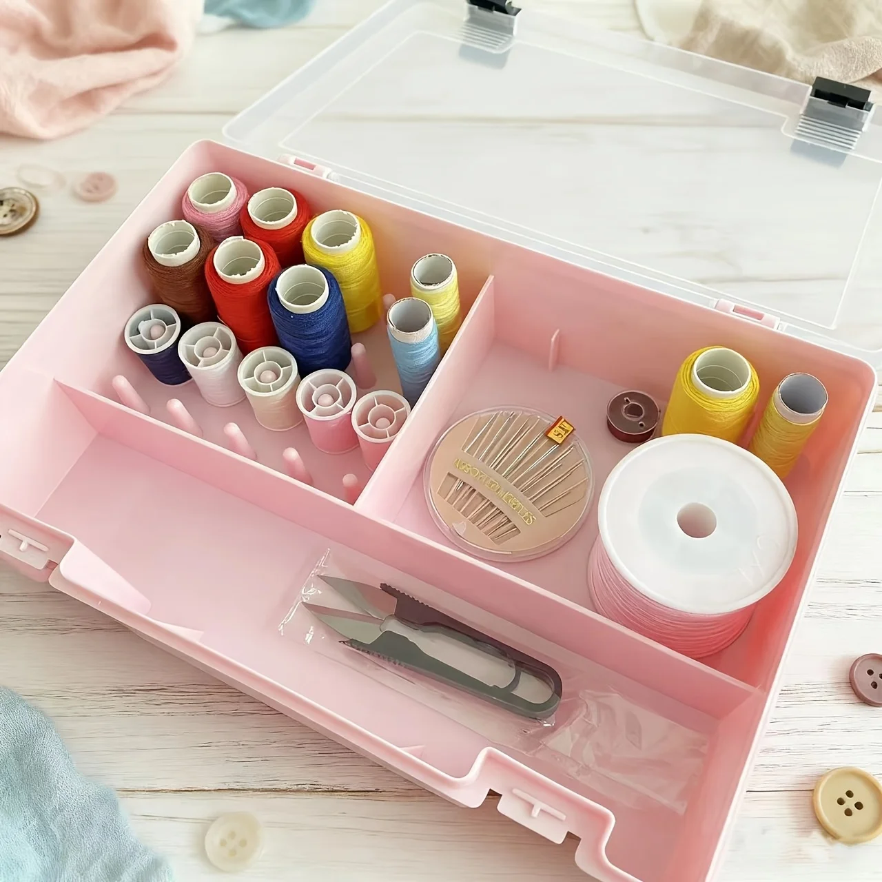 Sewing Threads Box Bobbins Storage Case Transparent Needle Spool Organizer Household DIY Sewing Accessories