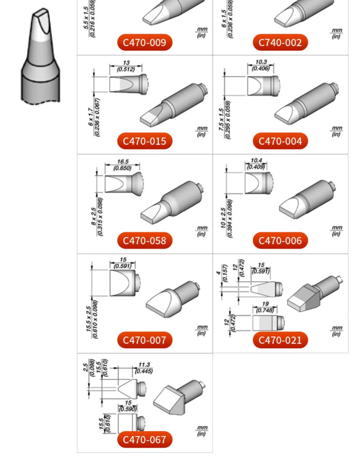 C470-002/006/014/016/056/058/061 Soldering Tip For Jbc HDE Soldering Station T470 Handle Tips Replacement Tools