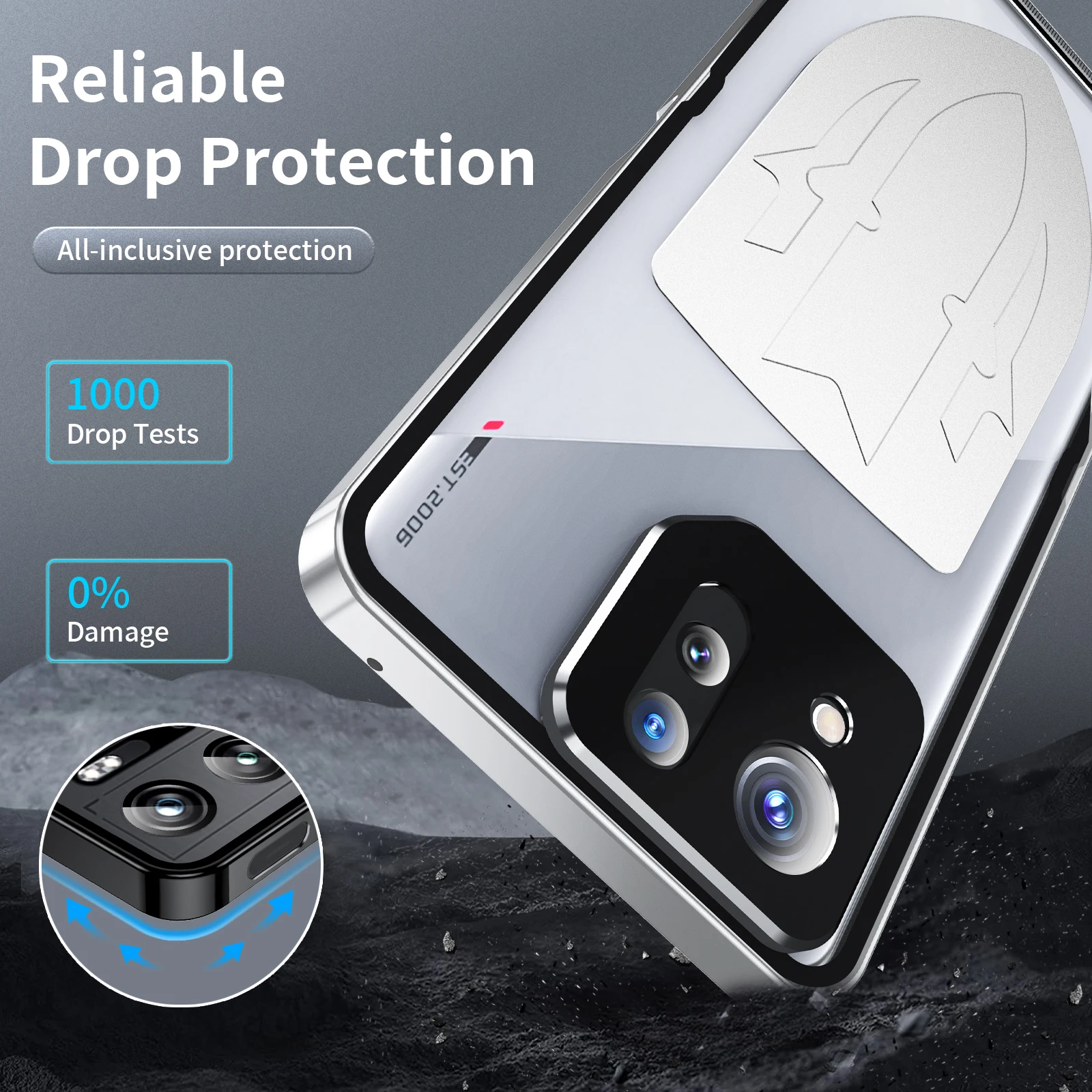 For Asus ROG Phone 8 Pro Case Metal Aluminum Alloy Bumper ROG Phone 8 Heat Dissipation Frame Acrylic Camera Protector Cover
