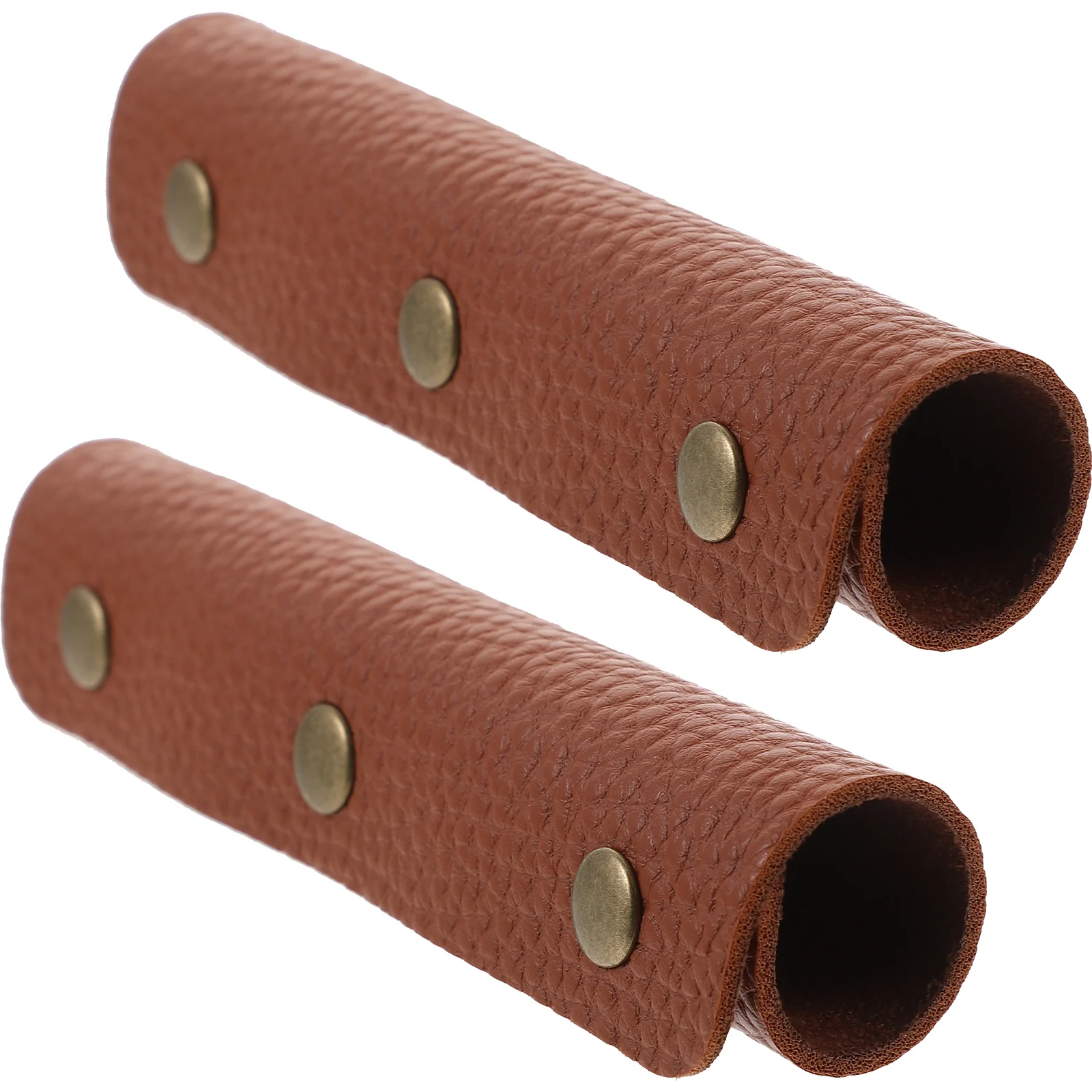 

2PCS PU Wrap Handbag Handle Cover Bag Accessories Luggage Handle Belt Brown Color Anti-length Handguard Travel Equipment