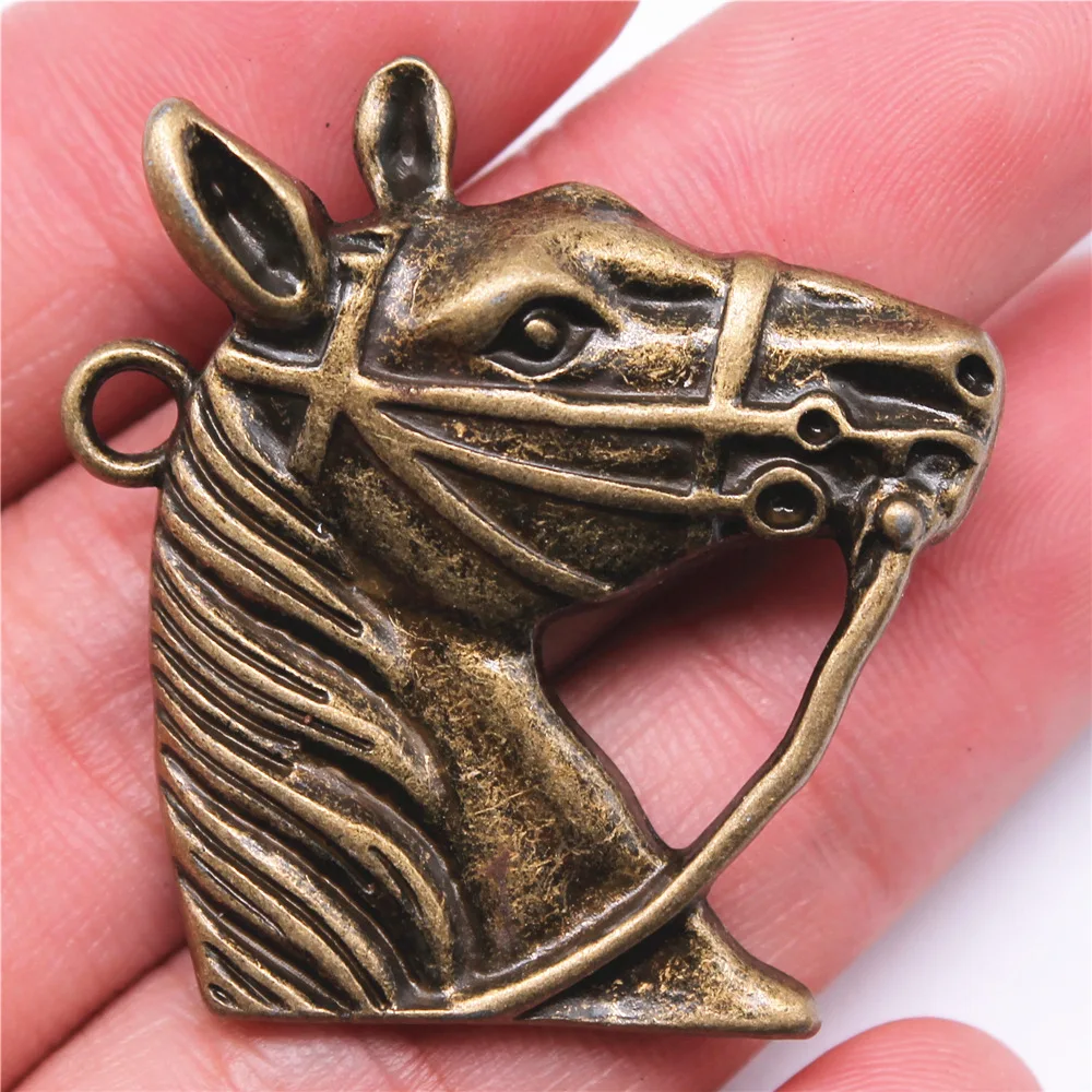 30pcs/lot Jewelry Accessory Retro Alloy Solid Horse Head Shaped DIY Charms Pendants For Earring Necklace