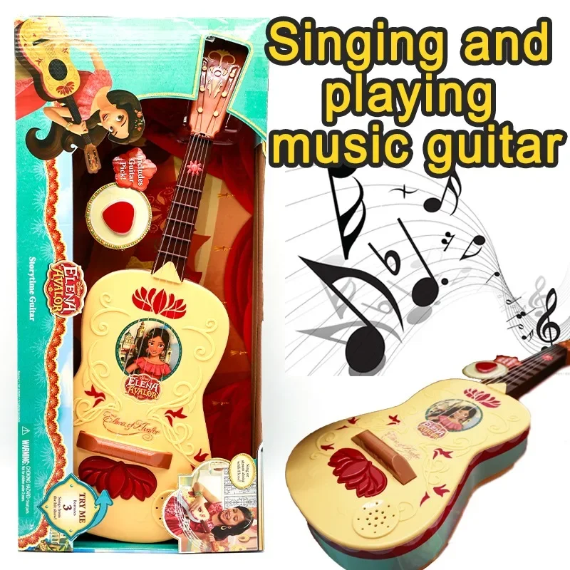 Disney Anime Figure Princess Elena Avalor Storytime Guitar Model Toys Collection Tabletop Ornament Children Christmas Gifts Toys