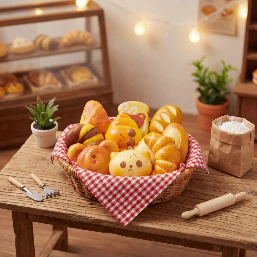 

24-Piece Set Bread Hanger Pinch Le Happy Pendant Bread Theme Bread Pendant Elasticity Feature Elasticity Children Play