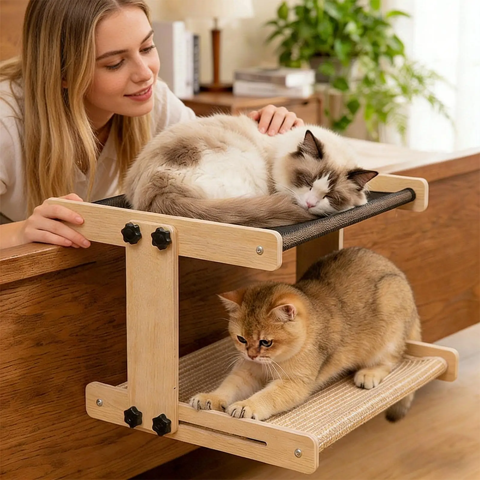 Cat Window Bed Floating Hammock Indoor Pet Furniture Window Perch Bed For Home Farmhouse Apartment Bedroom Balcony Study Bedside view 4