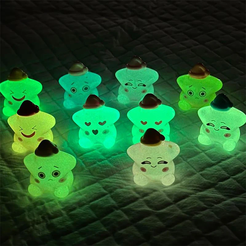 10Pcs/lot Luminous Mini Star Micro Landscape Ornaments Dollhouse Toy Doll Accessories Glow In The Dark Home Car Decoration Gifts