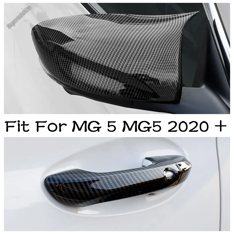 

Chrome Side Door Handle / Rearview Mirror Cover Trim Fit For MG 5 MG5 2020 2021 Carbon Fiber Look / Black Exterior Accessories