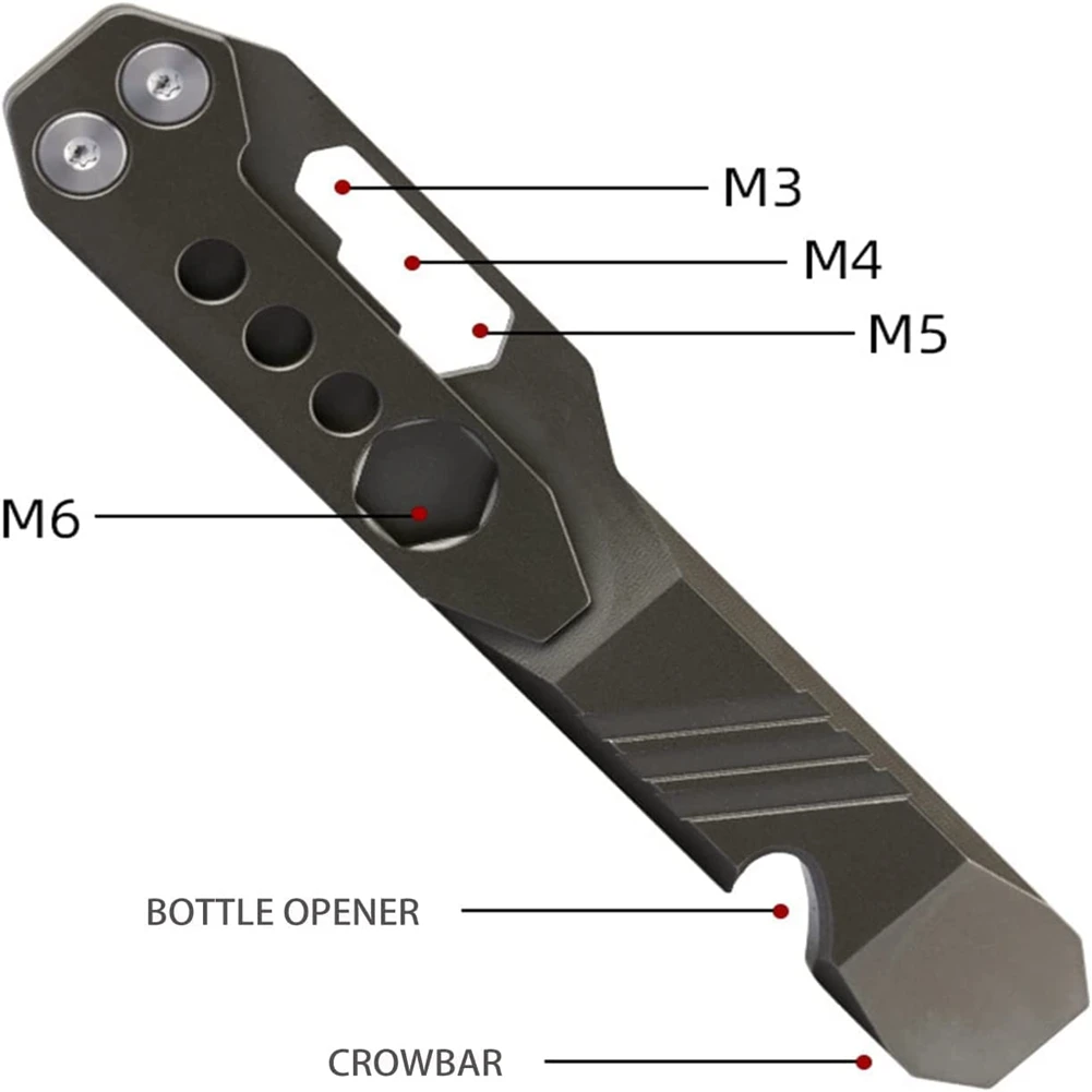 Multi-Functional Titanium Pry Bar,Pocket Pry Bar Screwdriver,Bottle Opener Outdoor Tool Wrench. (Stone Washed Gray)