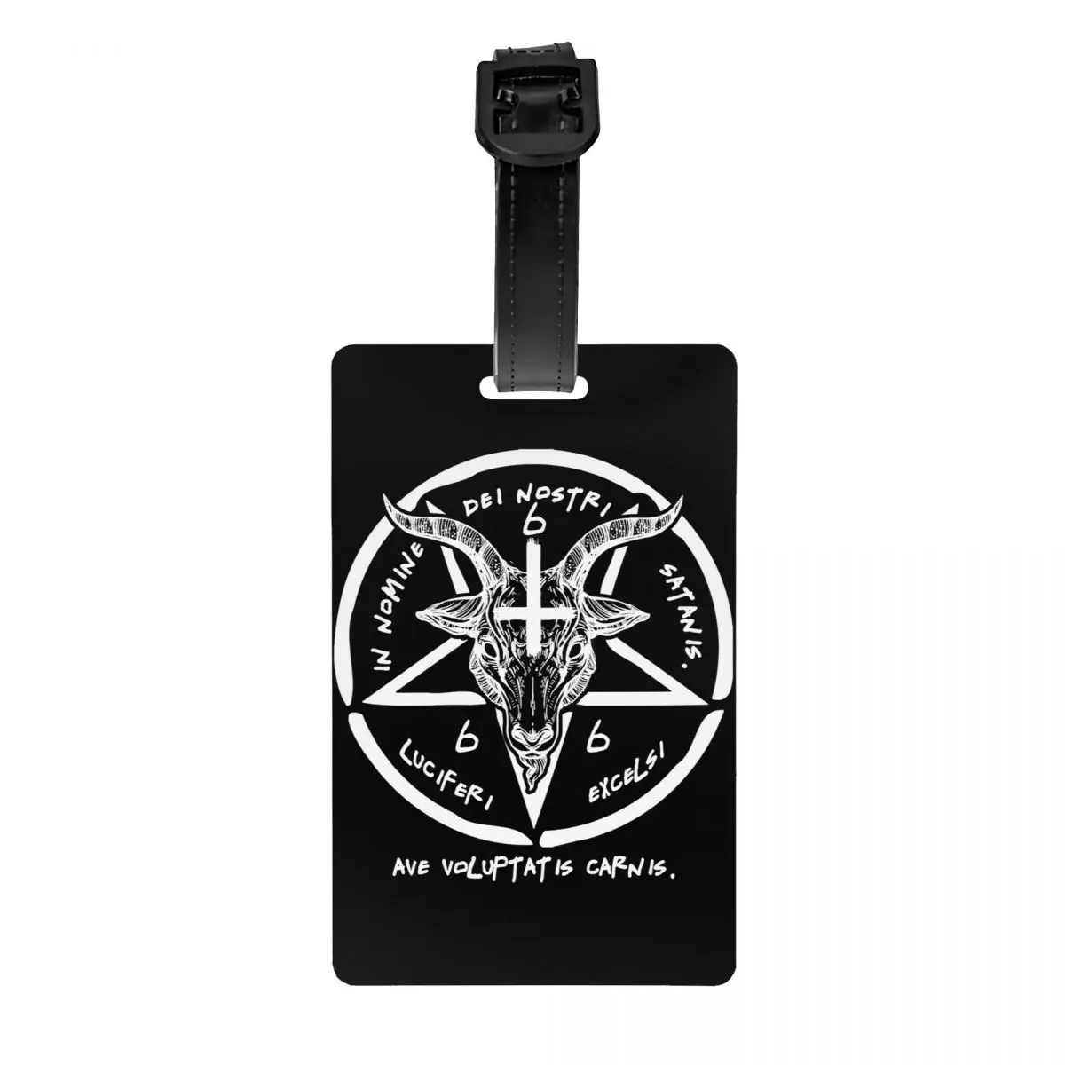 Tag bagasi Baphomet 666 kustom perlindungan privasi Sigil dari setan Knights Templar label koper tas perjalanan