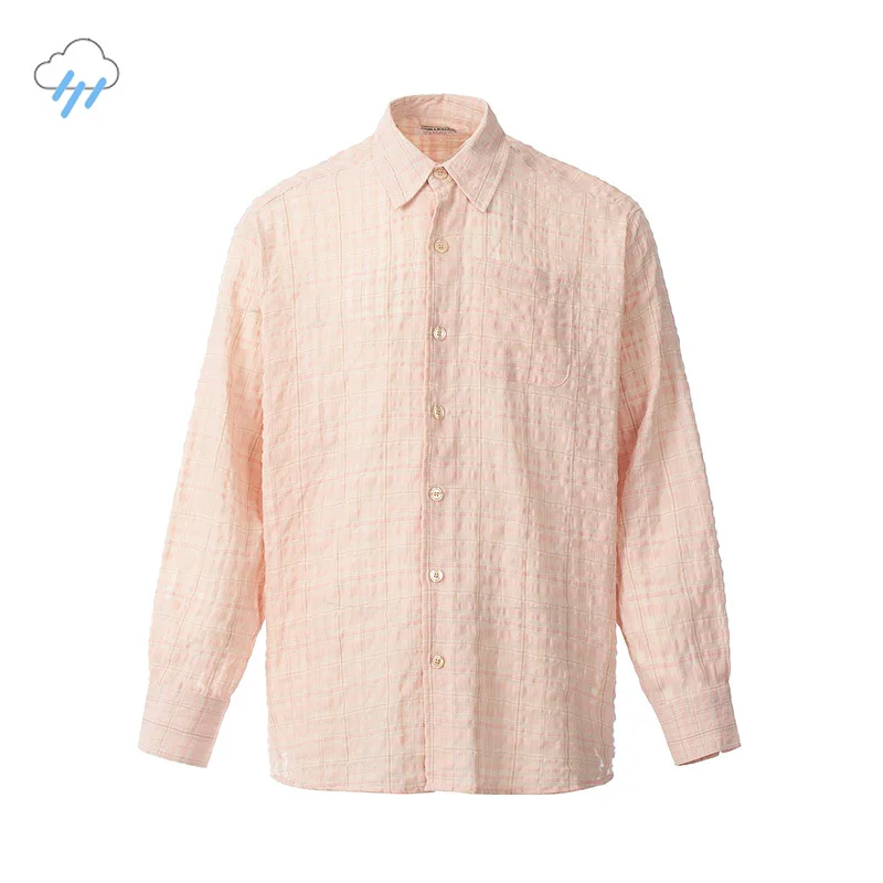 

Light Peach Casual Fashion Oversized Wrinkled OUR LEGACY Plaid Shirts Top Versatile Long Sleeved Shirt For Men Women With Tags