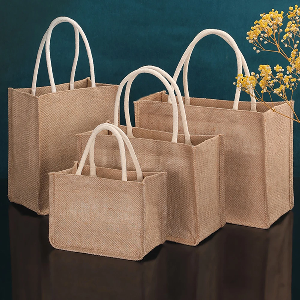Canvas Shopping bag Eco-Friendly Portable Handbags Cotton Storage Bag Burlap Grocery Bag Fast Drop Shipping Shoulder Tote bags