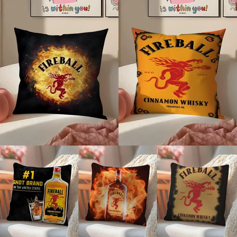 Funda de Almohada Fireball Cinnamon Whisky, Fundas de Cojín de Felpa de Doble Cara para Sofá, Transpirables, Orgánicas, con Cremallera Invisible