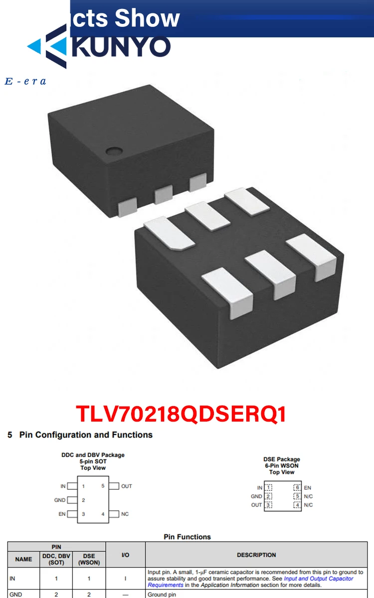 TLV70218QDSERQ1 300mA WSON-6 Low Dropout Regulator electron chip ic component