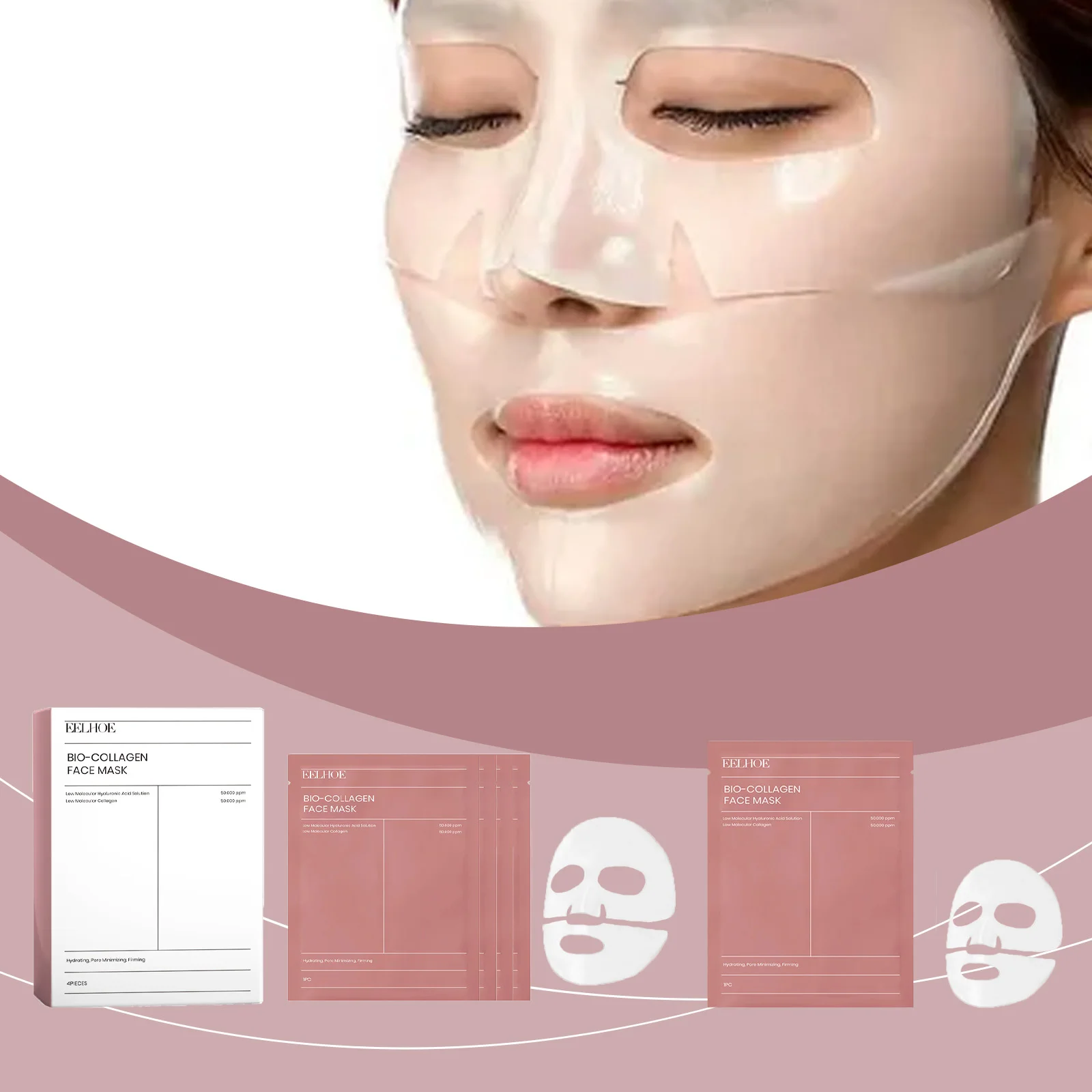 

EELHOE Collagen Face Mask Hydrating Sheet Mask - 24H Moisture Lock, Pre-Makeup Base, Plump & Glow Skin
