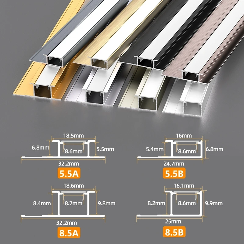 Wall Panel Corner LED Aluminum Profile 5/8mm Embedded Wallboard Tiles Closing Edge Bar Strip Light Home Decor Linear Lighting