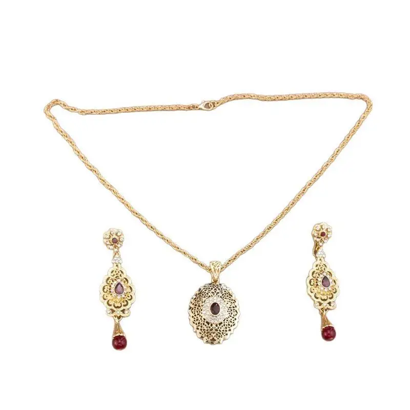 Moroccan Women's Fashion Jewelry Set Necklace, Earrings Luxurious Vintage Style Bridal Wedding Accessories Gift