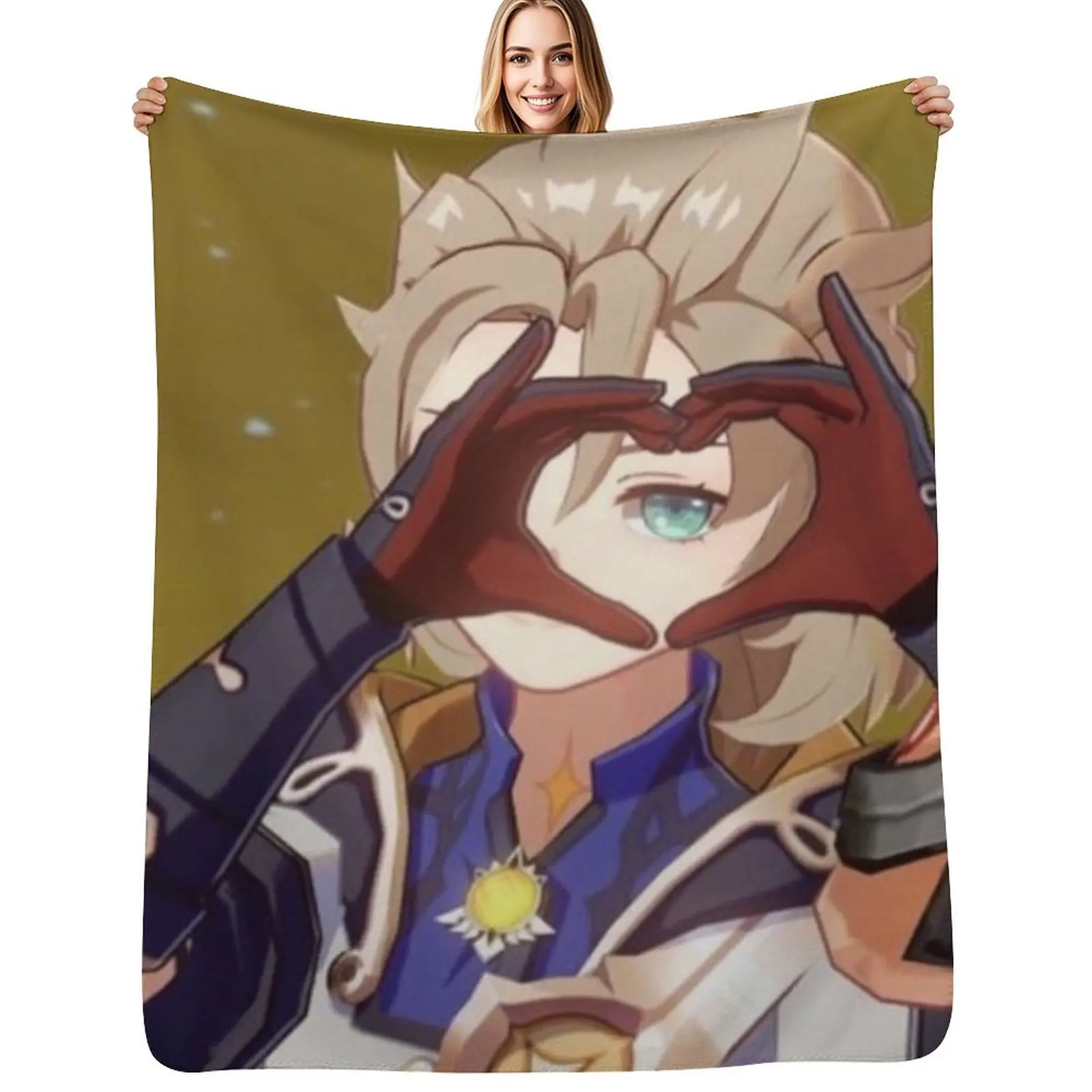 Albedo heart hand Throw Blanket Stuffeds manga valentine gift ideas Blankets For Bed anime Winter beds Blankets