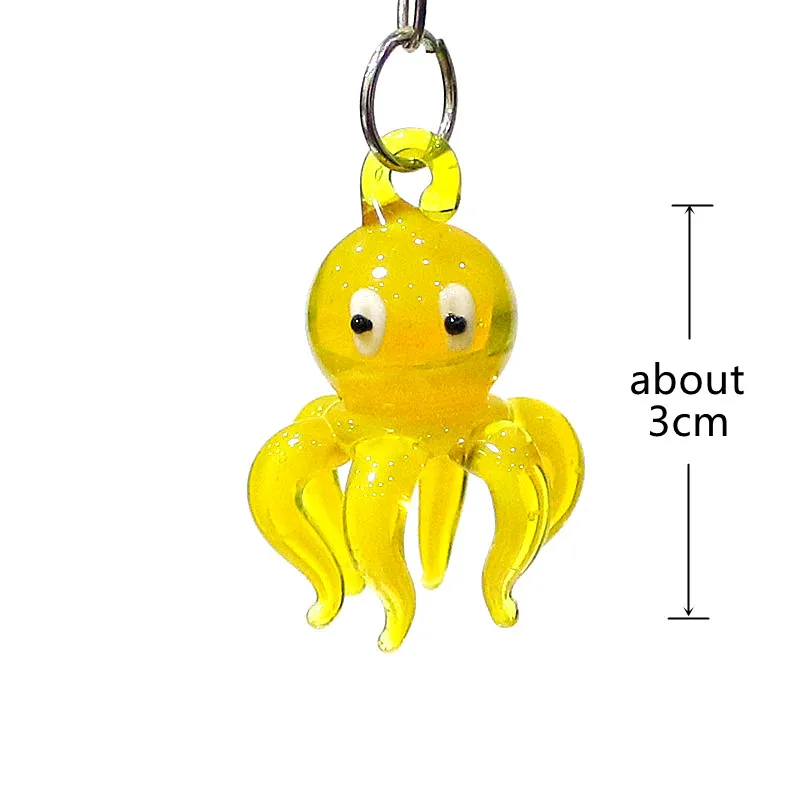 Hangende glazen octopus mini beeldje hanger aquarium decor handgemaakte schattige zee dier klein standbeeld ornament nieuwjaar cadeaus voor kinderen