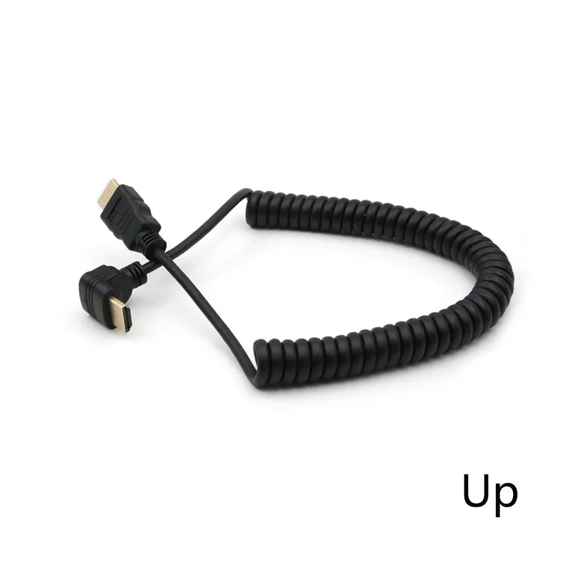 Elastic Coiled Spring HDMI-Compatible Cable Male to Male V1.4 1080P 3D Pure Copper HDMI Left & Right Angled Cable 2.0m